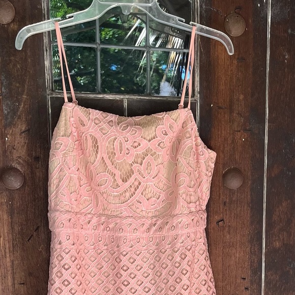 LULU’S | Unlimited Love Dusty Pink Lace Trumpet Midi Dress SIZE L - Picture 11 of 14